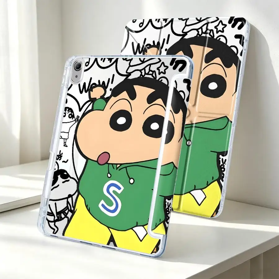 Cute Crayon Shin Chan Tablet Case For Samsung Galaxy Tab S9 Plus A9 Plus A8 S10 Lite A11 S8 S7 FE With Pen Slot Cover