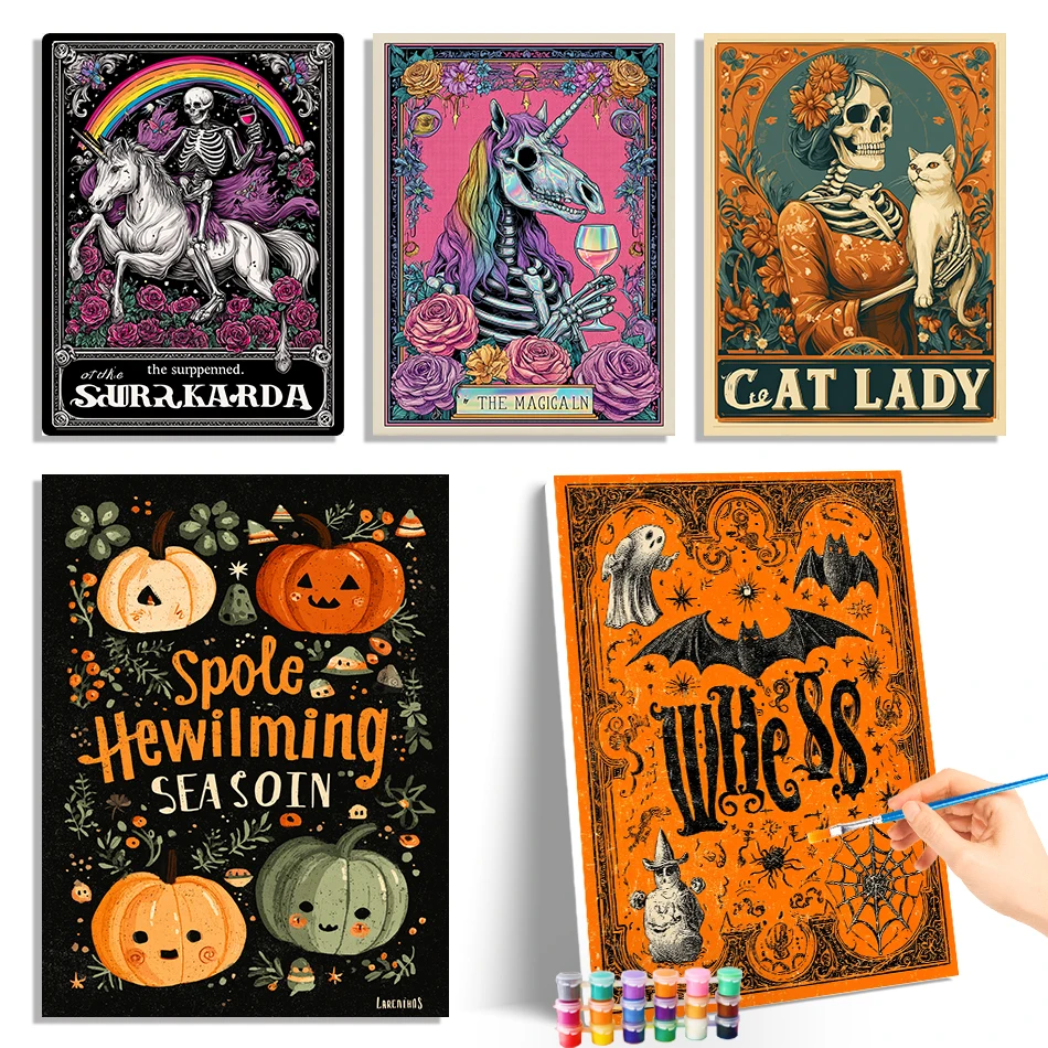 

GATYZTORY Pictures By Numbers Paints Exquisite Halloween poster abstract Acrylic Handpainted Oil Painting On Canvas Arts Crafts