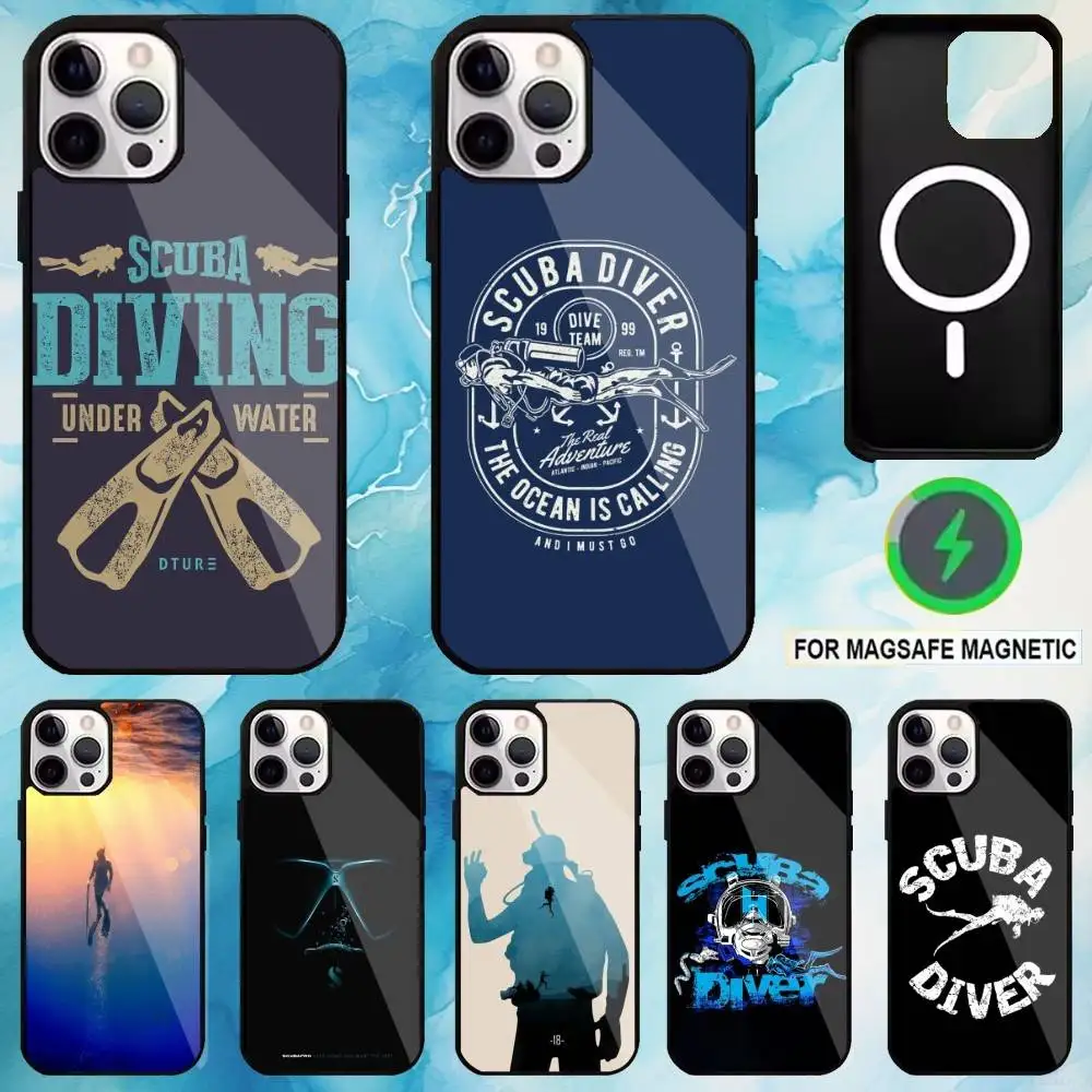 

Scuba Diving Dive Phone Case For iPhone17,16,15,14,13,12,11 Plus,Pro Max Magnetic For Magsafe Wireless Charging