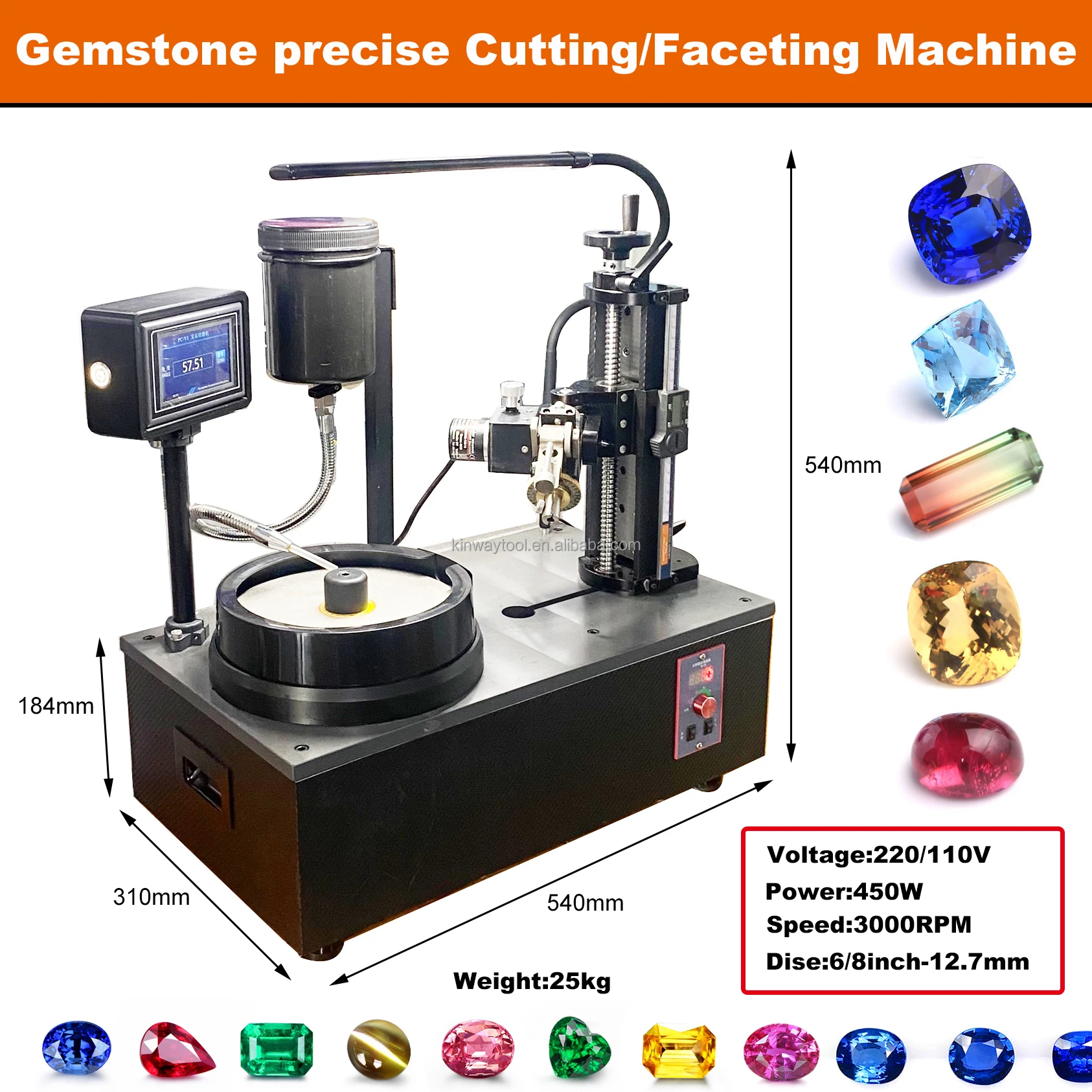 Kinway 6inch High Precise Digital Gem Cutting for Beginners on Faceting Machines Faceting Equipment