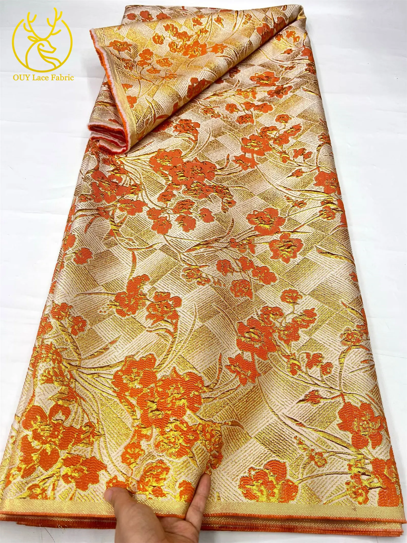 5 Yards Neuer Stil Afrikanischer Jacquard-Spitzenstoff 2026 Hochwertiger Modischer Nigerianischer Spitzenstoff für Damen-Partykleider und Nähprojekte – Detail 10