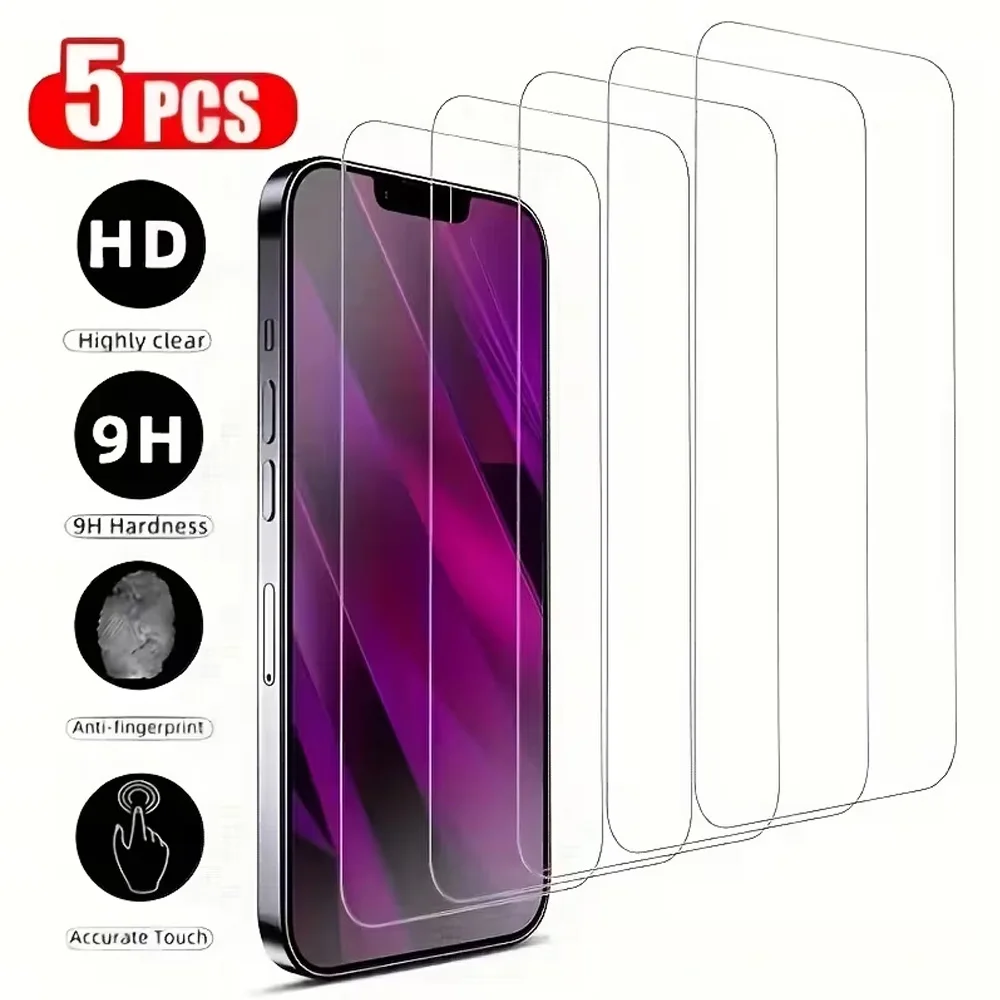 1-5 Stück Panzerglas für iPhone 17 Pro Max 16 15 14 13 12 Mini 11 X XR XS Max 6 7 8 Plus SE 2020 16E 17E Displayschutzglas