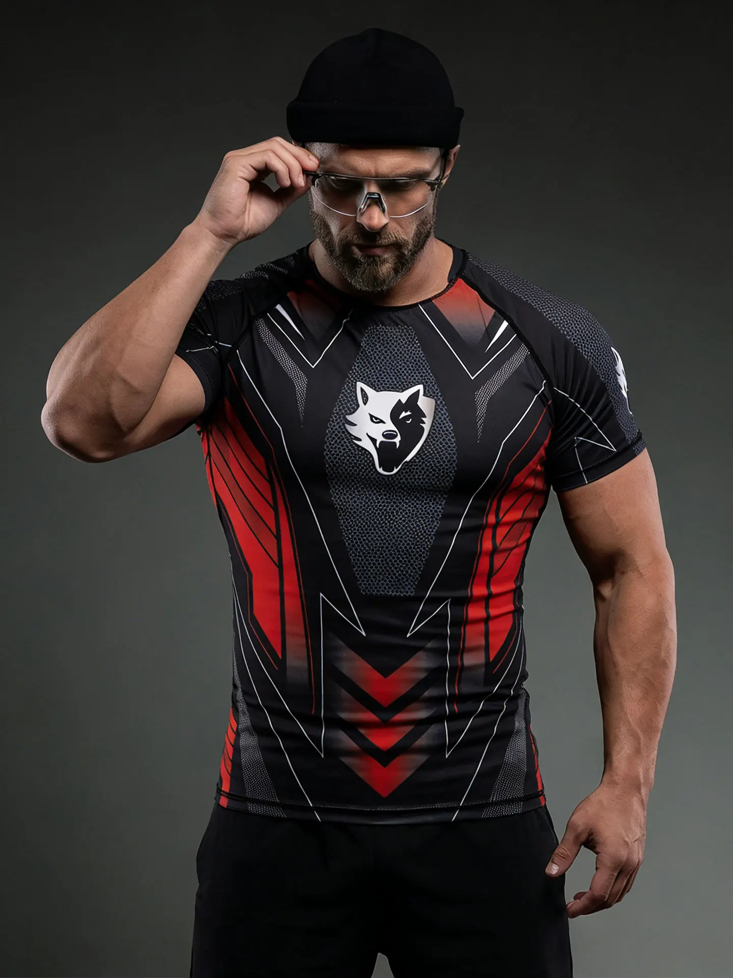 

VSZAP Men's Fitn Training T-irt ort Sve Slim Fit Qui Dry Anti-Wear Gym Workout Clothes Spor Sle Polyester