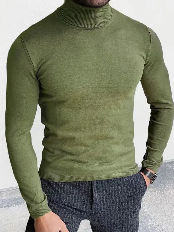 

Мужской вязаный свитер с высоким воротником и длинным светом, осень-зима, американский базовый слой, топ, повседневный топ из полиэфирного волокна, большие размеры