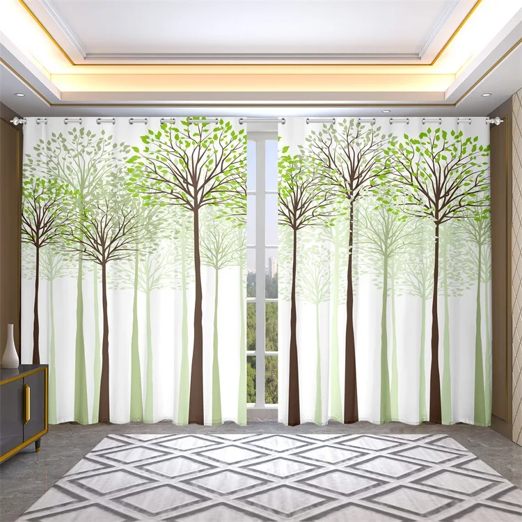 طباعة الستارة عالية الدقة الحرير الأسود ستارة التعتيم مشبك سميك نسيج الستار الأسود المثقوب