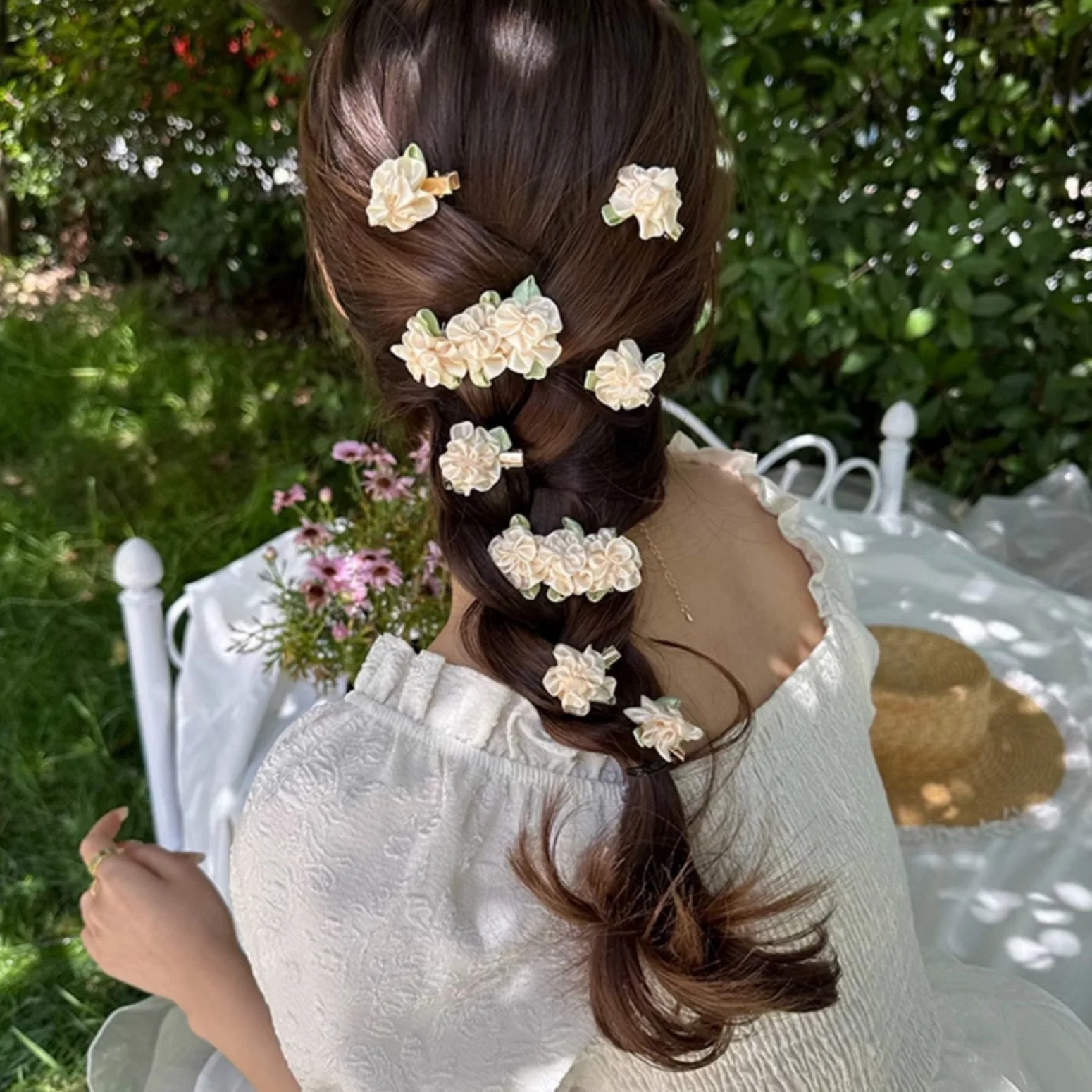 French Style Sweet Gardenia Flower Hair Clip Mini Small Edge Clip Cute Flower Side Clip Bangs Clip Duckbill Clip Hair Clip