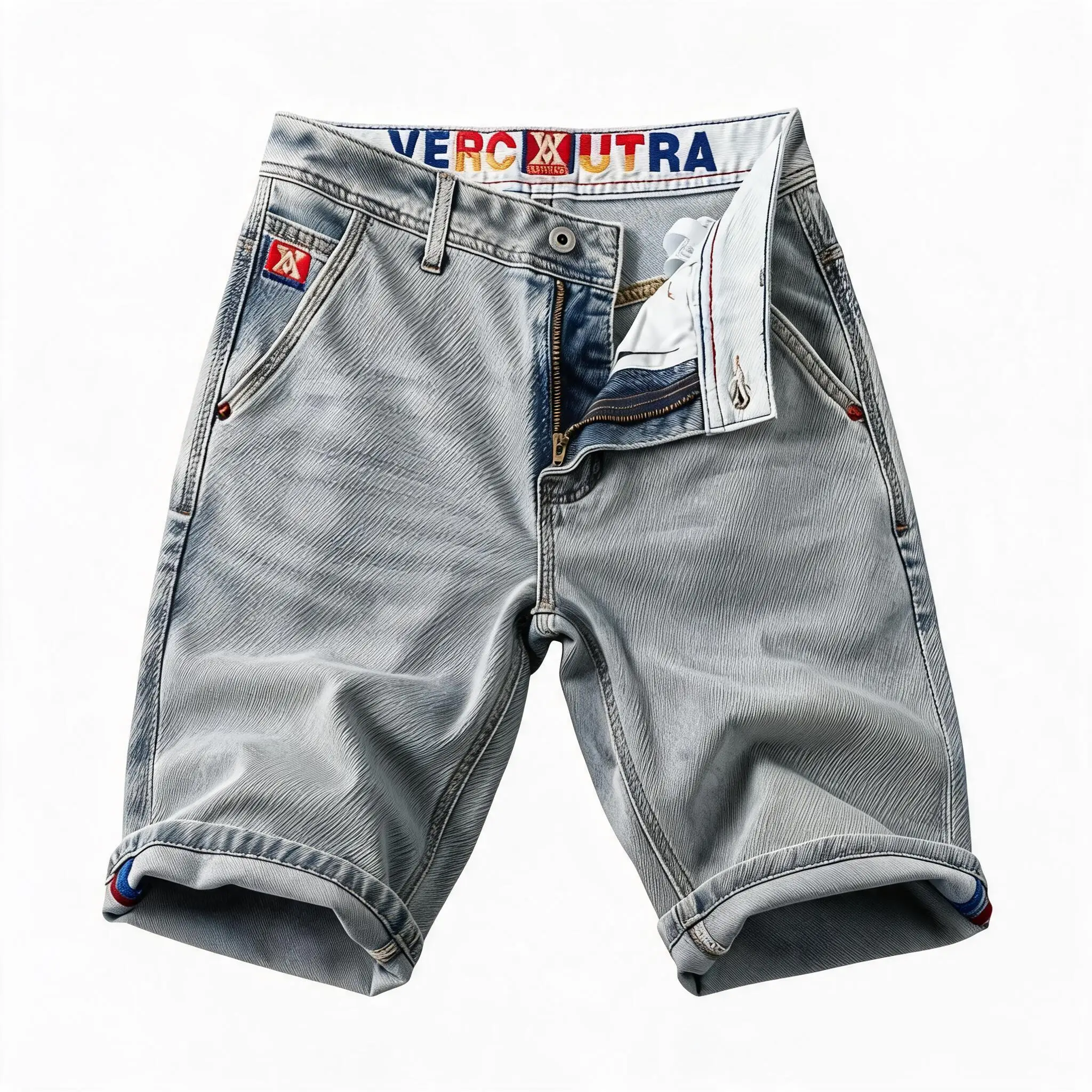 New Summer Fashion Solid Color American Retro Straight Leg Stretch Shorts Men's Casual Loose Fit High Quality Denim Shorts