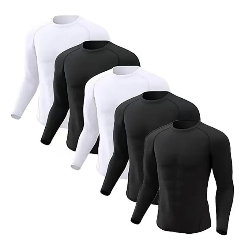 Men's 5 or 4-piece compression long-sleeved sport base layer sweatshirt T-shirt Gear for exercise