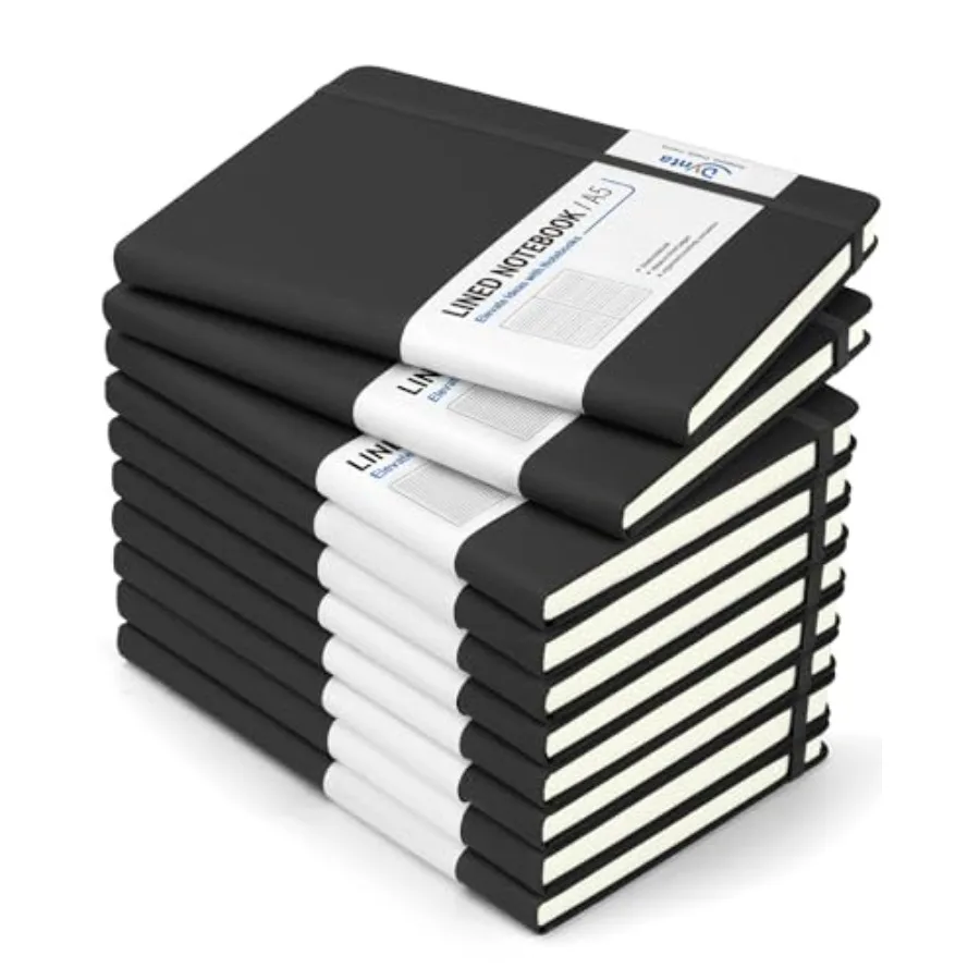 

Hardcover Journal Notebooks, 10 Packs A5 Lined Journals Bulk for Writing 200 Pages/100Sheets, 8.4 x 5.8 inch, Classic Ruled Not