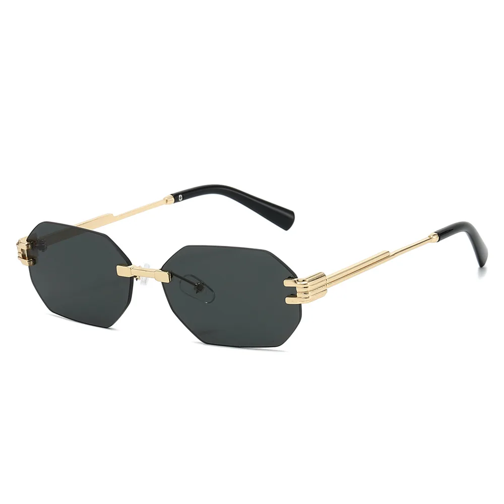 

0081 Rimless Geometric Sunglasses for Men Women, Stylish Premium Square Sun Glasses, Fashion Vintage Polygonal Shades 604477