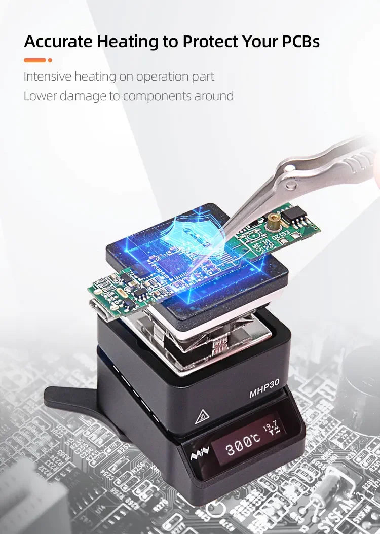 MINIWARE MHP30 Mini Hot Plate Preheater 30*30mm Heating Area Constant Temperature Heating Table 300℃ Intelligent Heating Table AU Location Shipping Fast