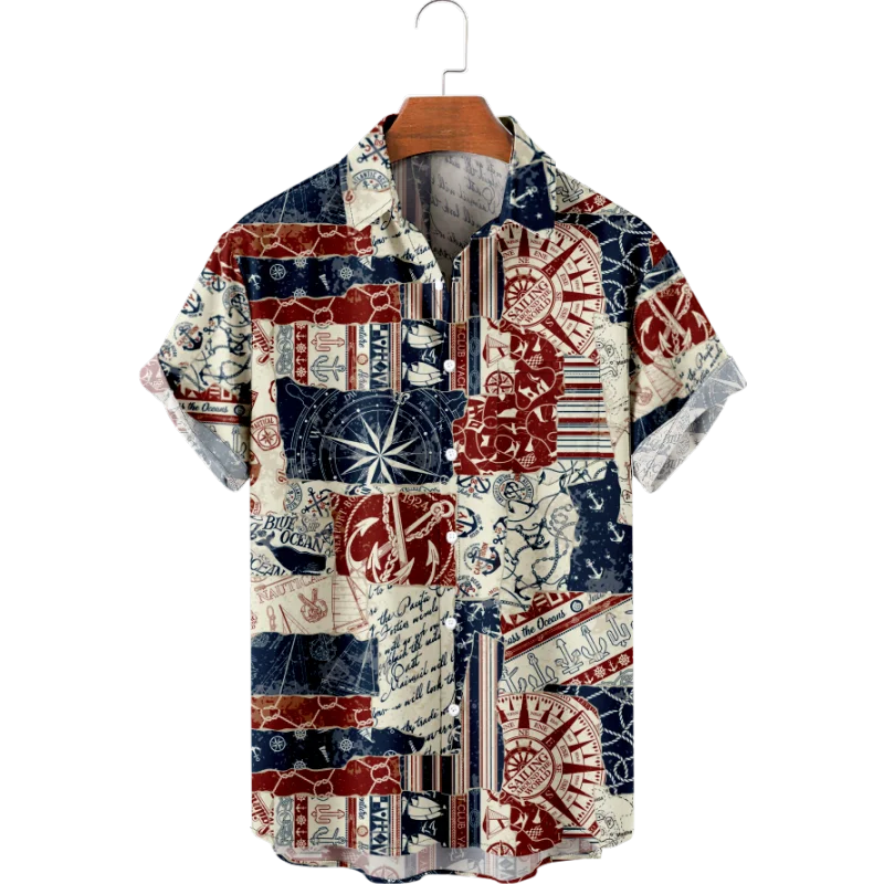 

Hawaii Shirt 2024 Summer Short Sleeve Print Men's T-shirt Shirt Fashion Resort Beach Casual T-shirt Top Oversized Men's Clothing