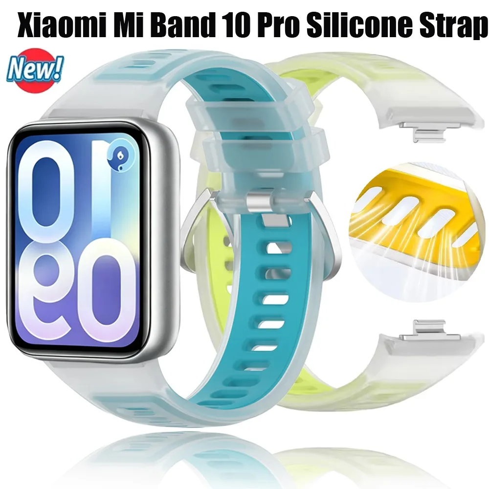 Weicher Komfortabler Silikonriemen für Xiaomi Mi Band 10 Pro 9 8 Pro Transparentes Armband für Redmi Watch 6 5 4 Zubehör