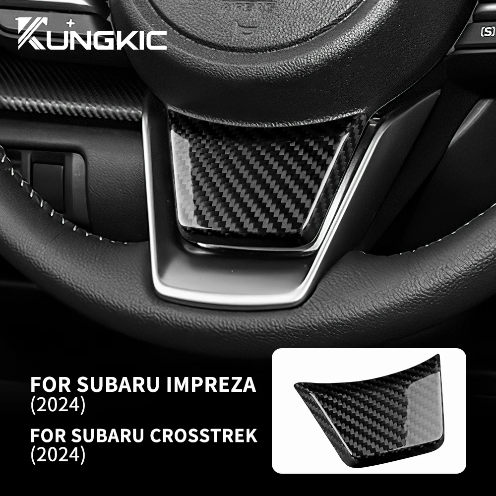 for Subaru Crosstrek 2024 For Impreza 2024 Car Steering Wheel Bottom Real Hard Carbon Fiber Sticker Interior Cover Accessories