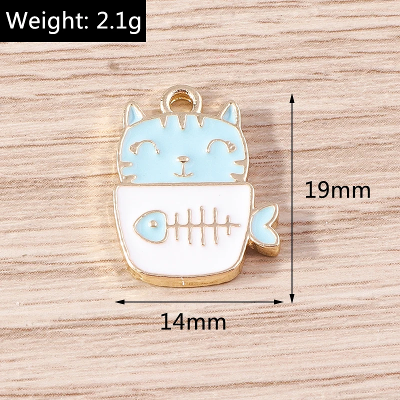 10 Stück Cartoon-Tier-Anhänger, Emaille-Katzen-Anhänger, zum Basteln von Halsketten, Ohrringen, Armbändern, DIY-Bastelarbeiten, Schmuckzubehör – Detail 5