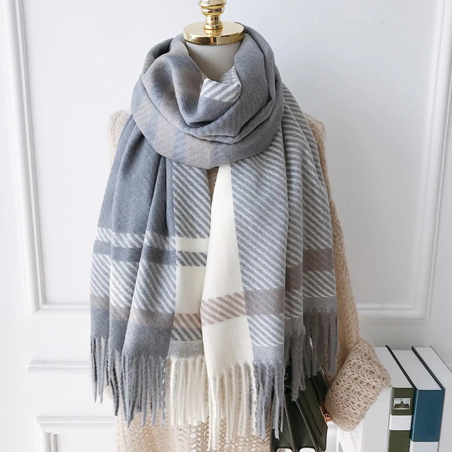 

New Sweet Vintage Scarf Headscarf Winter Women Ladies Men Preppy Plaid Scarves Soft Mujer Male Foulard Wrap Shawl Unisex