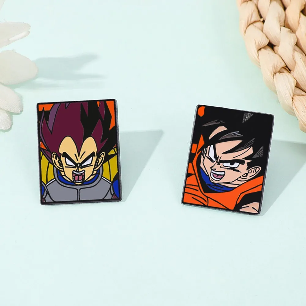 2PCS Son Goku Vegeta Pins Dragon Ball Badges Saiyan Pendant Anime Brooches for Bag Backpack Clothing Lapel ACG Cosplay Toy Decor