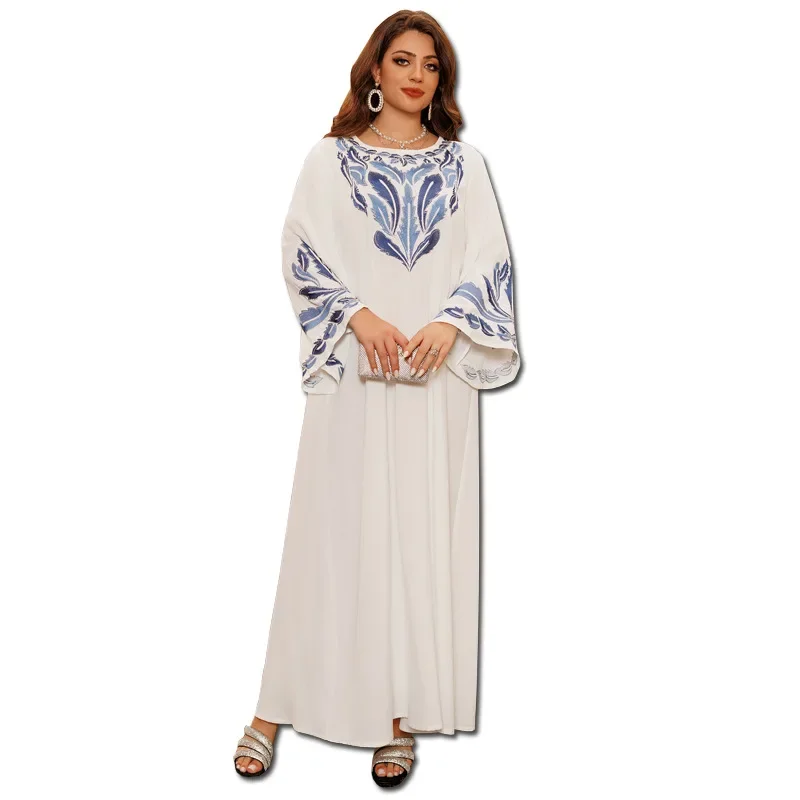 Abaya árabe de Dubái bordado para mujer, vestido musulmán de manga larga, Vestidos de fiesta modestos, caftán Abayas turco, caftán islámico