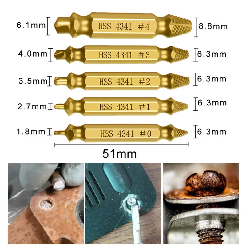 4/5pcs Damaged Screw Extractor Drill Bit Set Easily Take Out Broken Screw Bolt Remover Stripped Screws Extractor Demolition Too