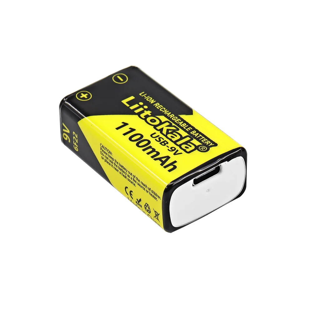 1-20PCS LiitoKala USB-9V 1100mAh li-ion Rechargeable Battery Type-C USB 6F22 9V Battery for RC Helicopter Model Microphone Toy