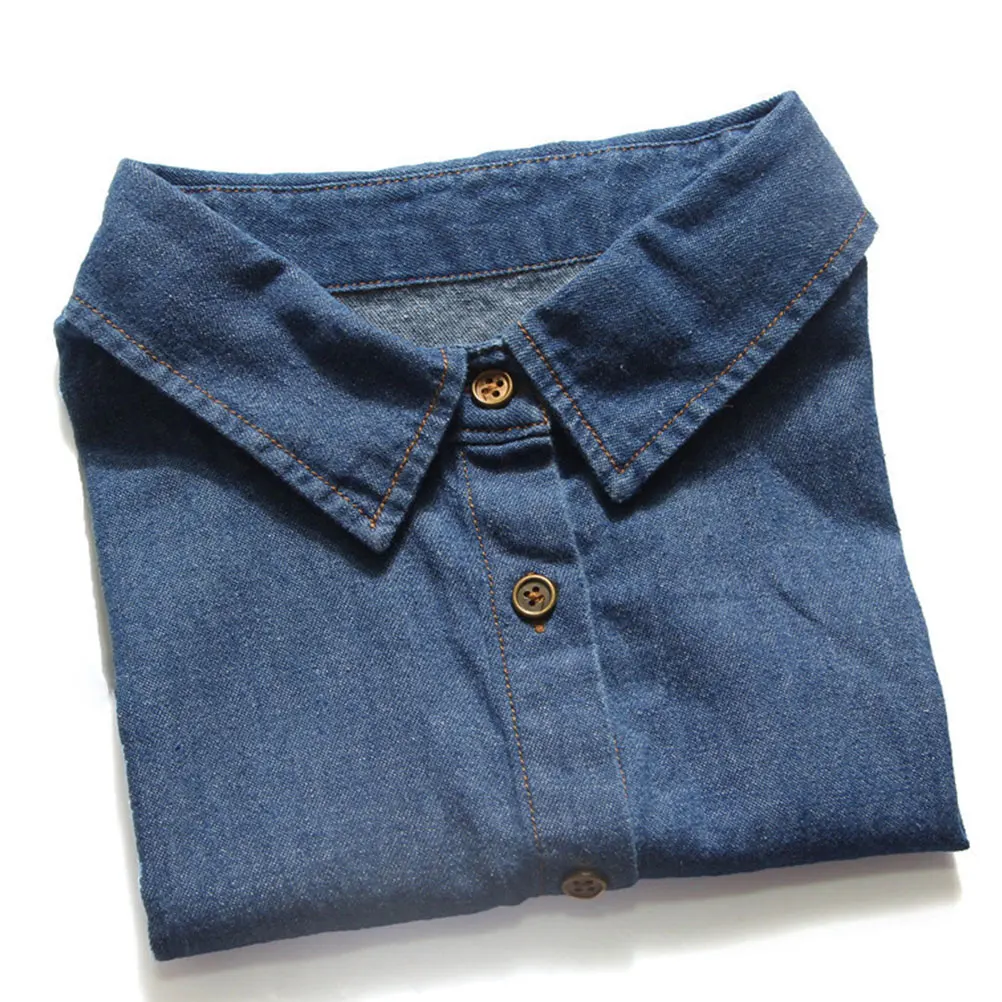 

Cotton Denim Fake Adjustable Shirtless For Sweaters Jackets T Shirts Wedding Party Clothing Accessory Men Women Solid Color Fake