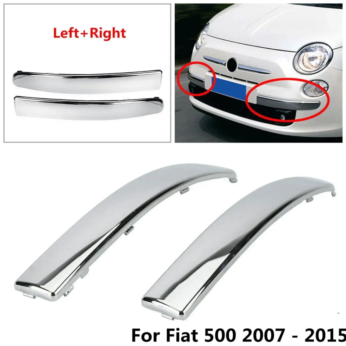 

Chrome Silver Car Front Bumper Moulding Lower Trim For Fiat 500 2007-2015 Chromium Styling Bumper Lower Trim Cover 735455056 /57