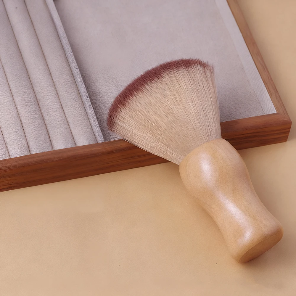 Luxury Nail Art Brush Wooden Handle Cleaning Brush Nail Dust Brush Fan-Shaped Nail Tool for Dust Removal Home Use