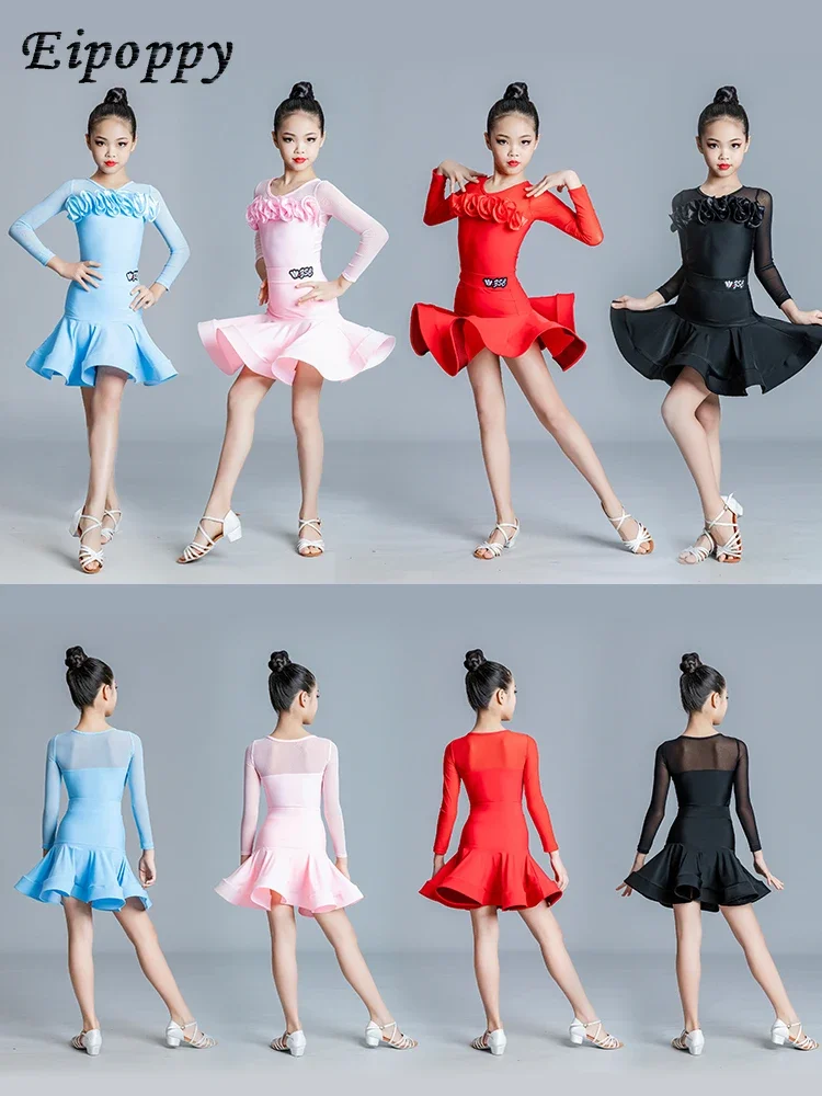 Dansjurk Kinderen Latin Dans Vrouw Oefening Kleding Chinese Classic Dance Girl Lange Mouw Ballet