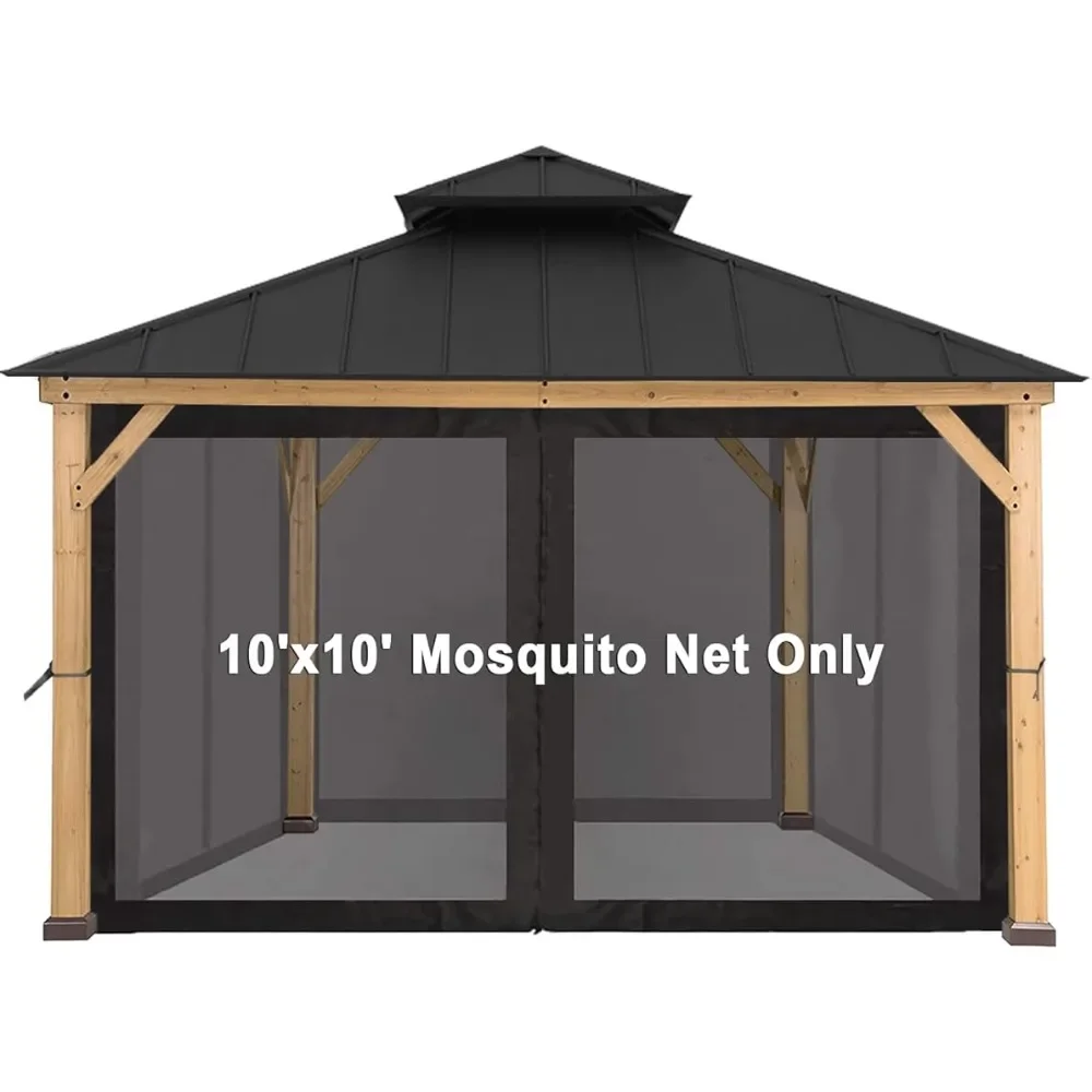 CoastShade Universal Replacement Canopy Mosquito Netting Screen Sidewalls Only for 10' x 10' Gazebo Canopy,Black