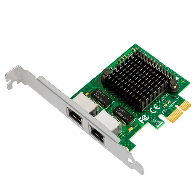 

PCI Express Network Card PCI-E 1X Gigabit 2 Port RJ45 Server Network Lan Adapter Card 10/100/1000Mbps Ethernet Controller for PC