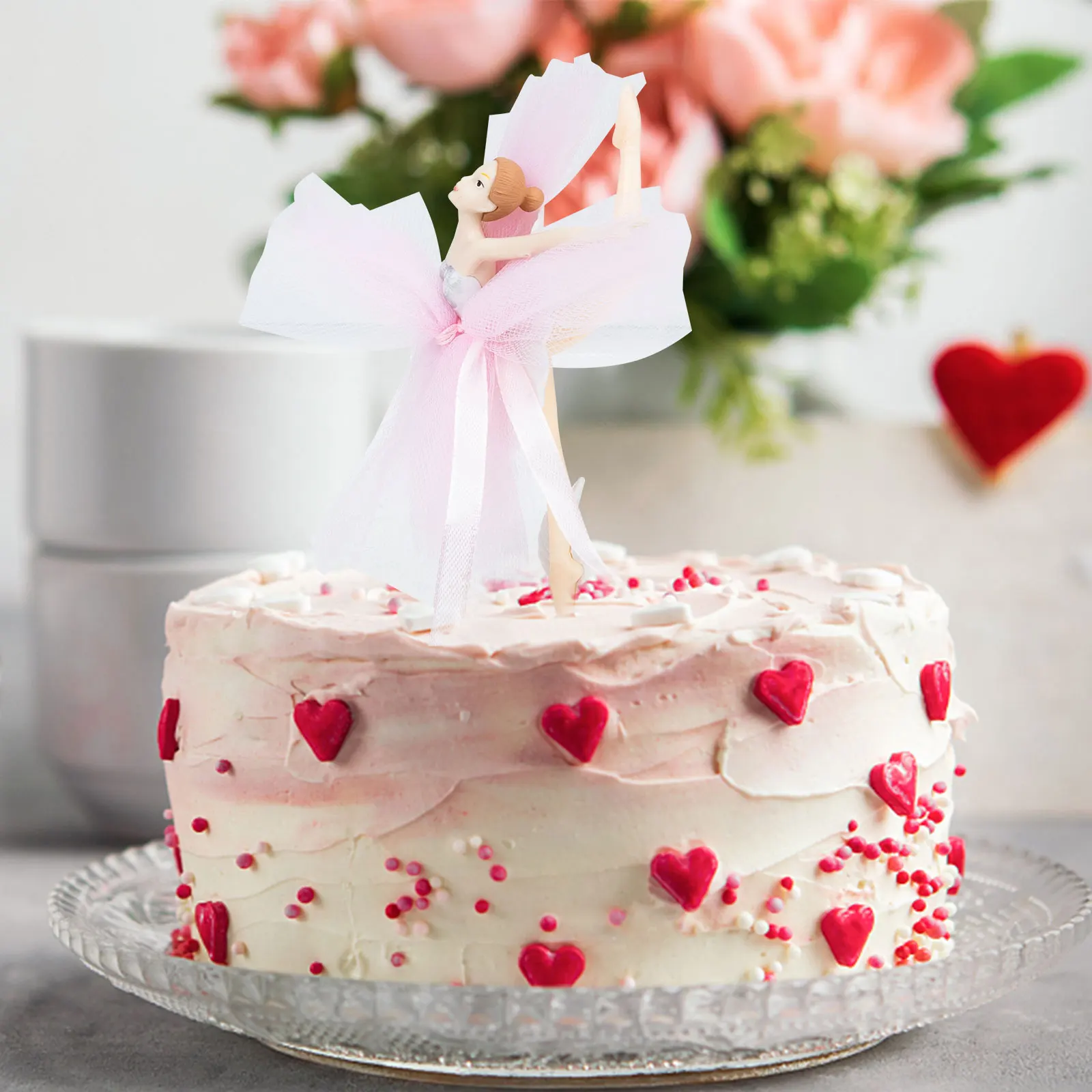 

3 Sets Girl Cake Decor Birthday Baking Supplies Dessert Ballet Cake Topper nament Party Layout Decoration