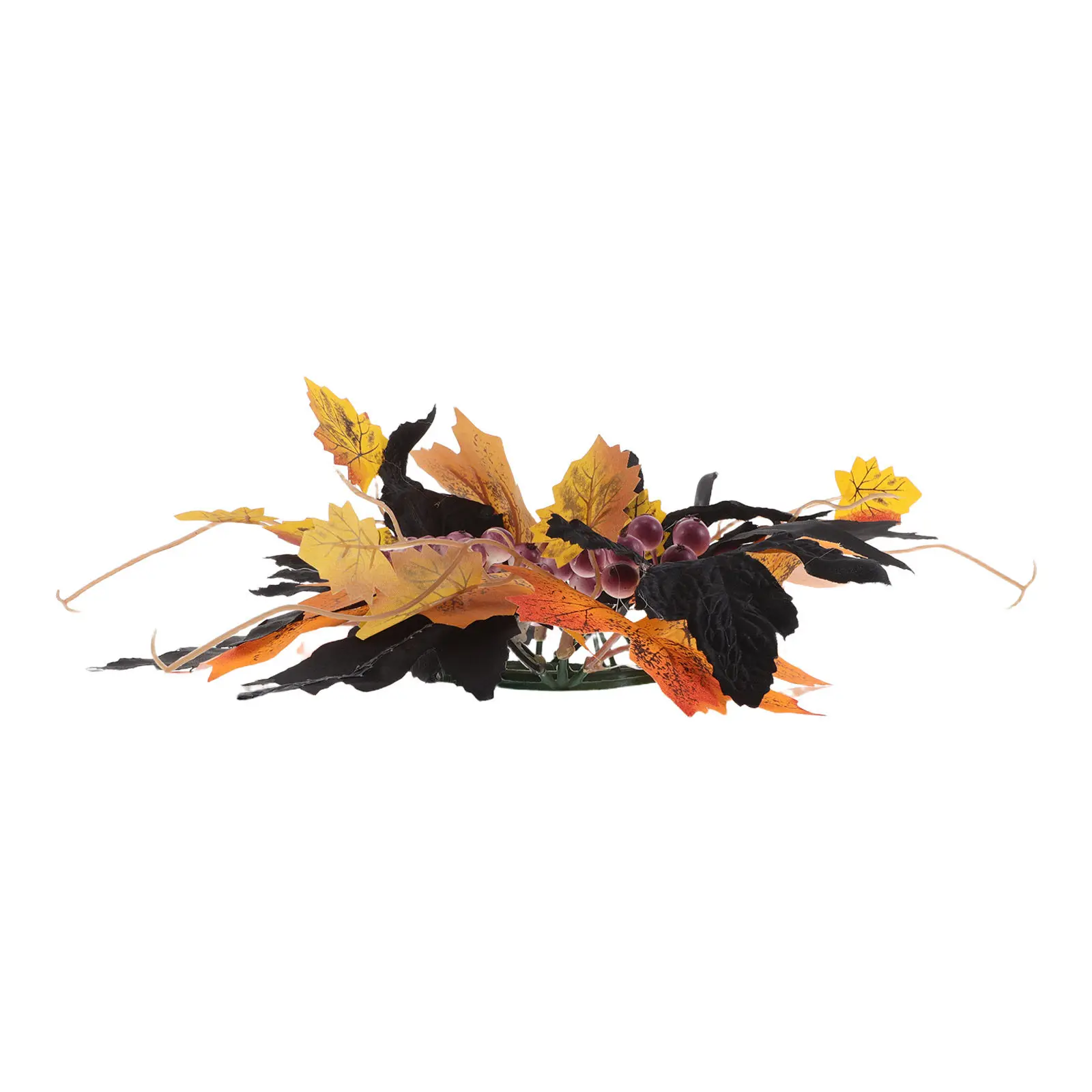 Maple Leaf Ring Wreath Artificial Berries Accented Fall Wreath for Pillars Thanksgiving Table Centerpiece Harvest