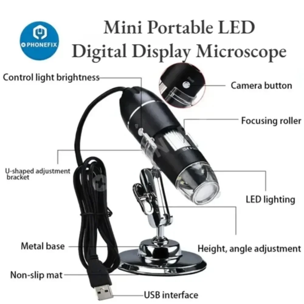 Mini Portable LED 500X \ 1000X \ 1600X Digital Display Microscope Camera Pen for Phone Motherboard Diagnosis Maintenance Repair