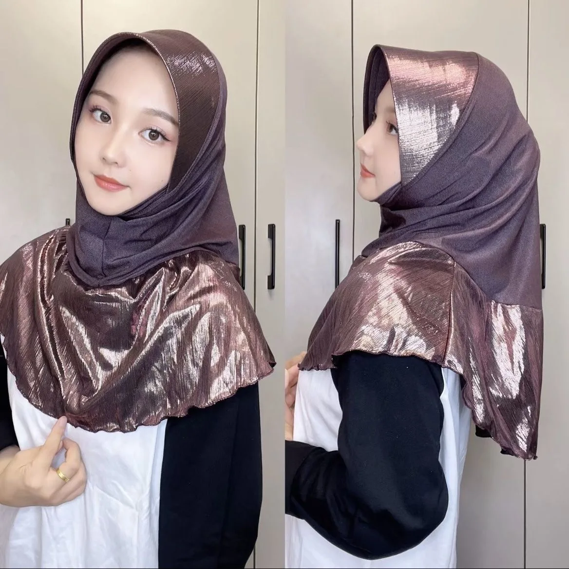 Splicing Color Turkish Dubai Muslim Women Hijab Wear Apparels