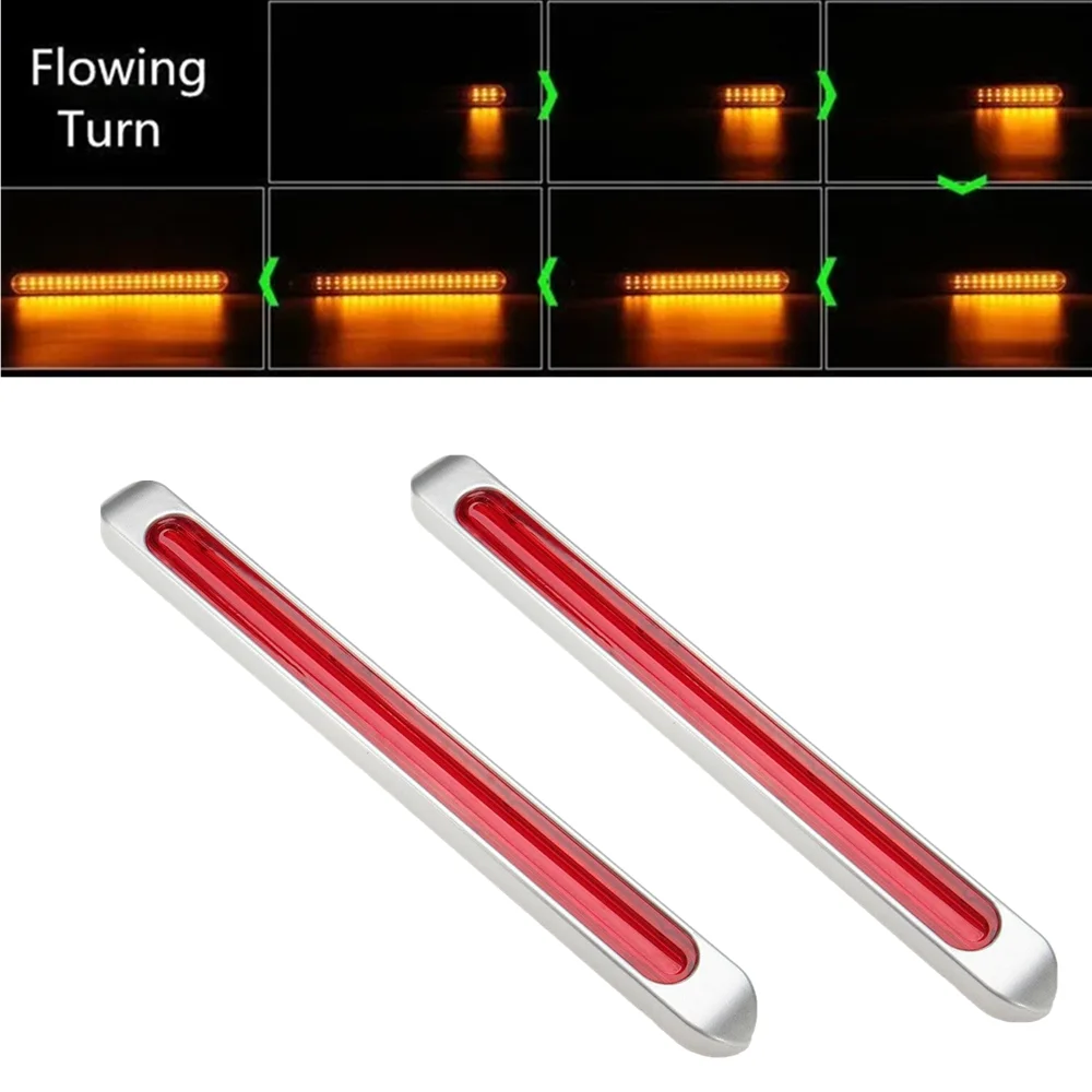 

2PCS DRL LED Light Bar Brake Flowing Turn Signal Stop Tail Strip Sequential Truck Caravan Tail Light Marker Light