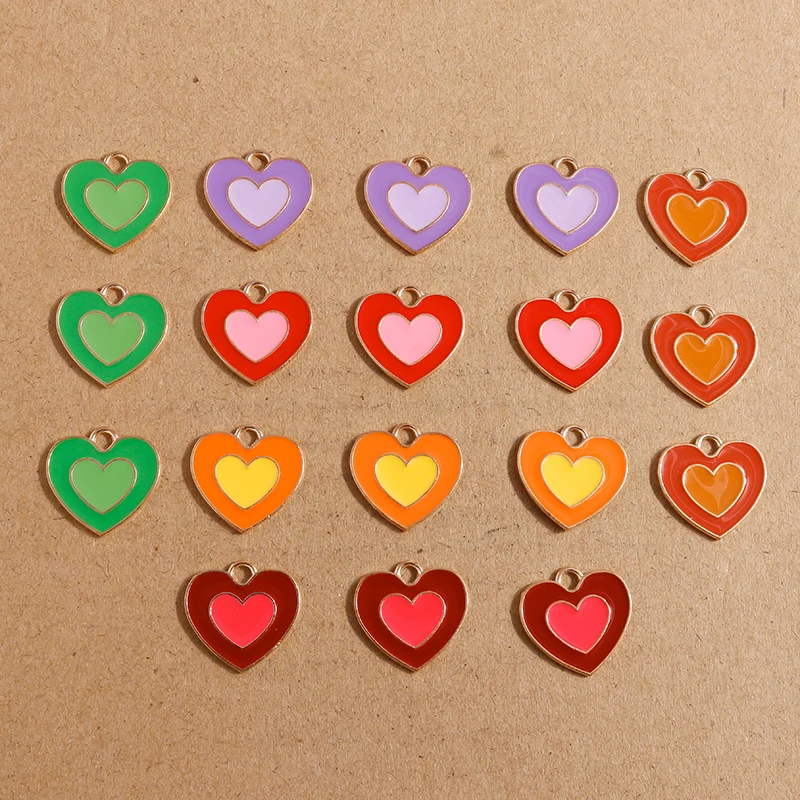 10 stücke Bunte Emaille Liebe Herz Charme für Schmuck Machen Frauen Nette Tropfen Ohrringe Anhänger Halsketten DIY Armbänder Handwerk Geschenk – Detail 11