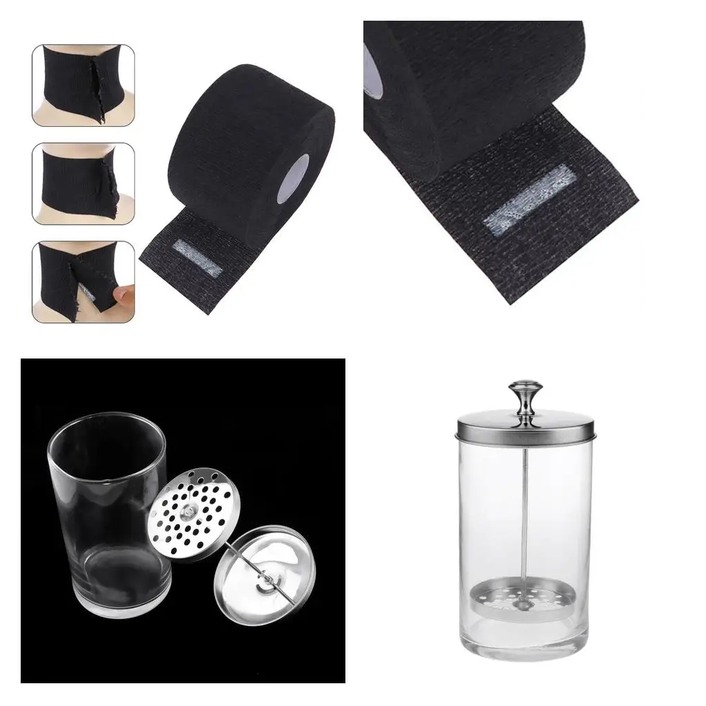 

Disinfection Glass Container Jar for Salon Combs Manicure w/ Neck Paper