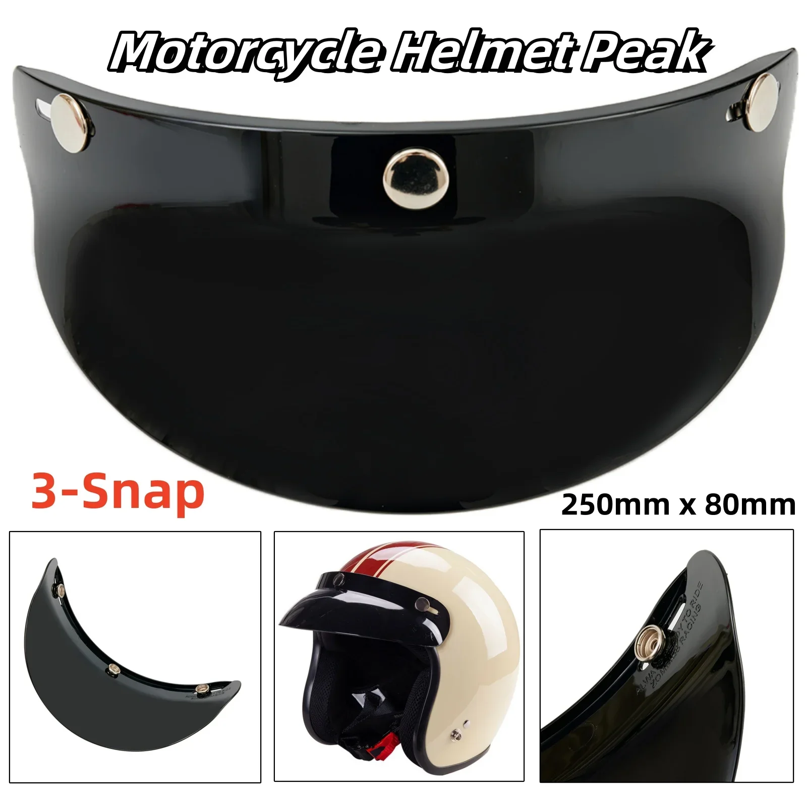 

3-защелкивающийся мотоциклетный шлем, пиковая линза, открытый козырек от солнца, козырек для пиковых линз, аксессуары для мотоциклетного шлема 250 мм x 80 мм ПК
