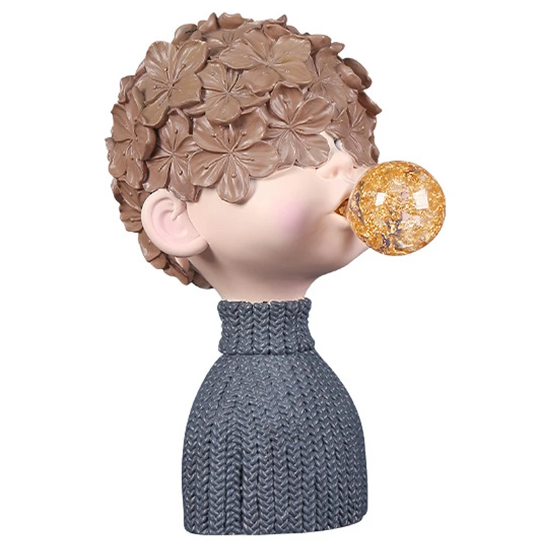 Estatua de chicle de cristal para niño, escultura de resina, busto decorativo para el hogar, adornos de mesa, decoración para gabinete de TV