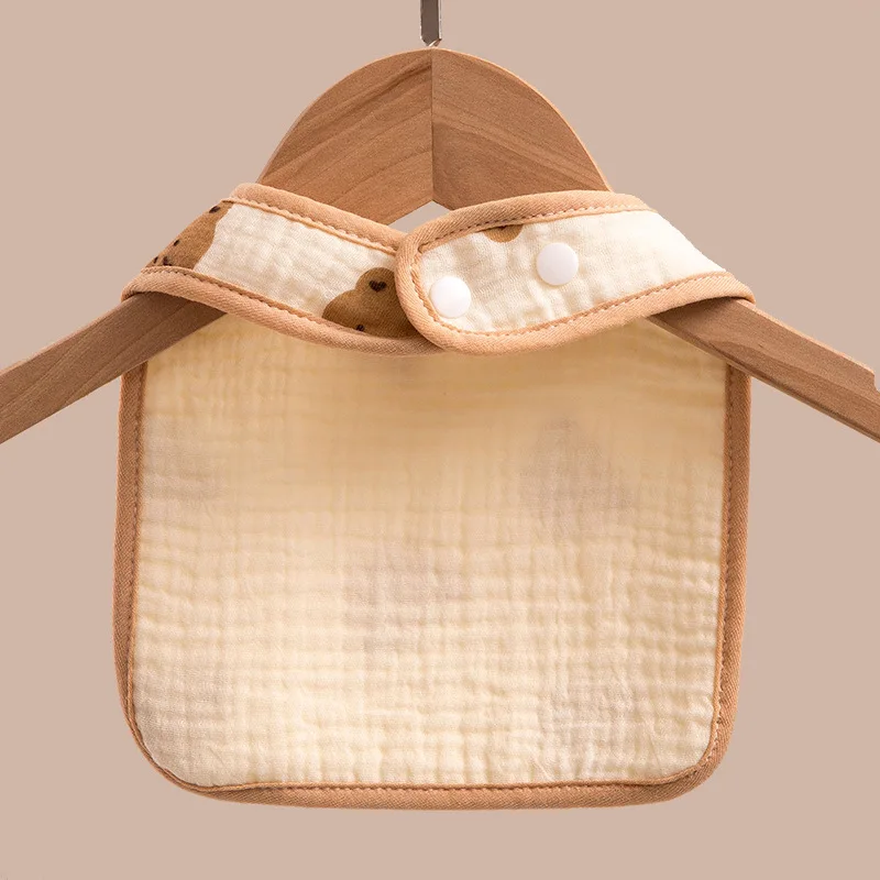 Oto Air Liur Makan Bayi Tahan Air Kain Sendawa Kancing Jepret Katun Lembut Pola Cetak Handuk Air Liur Bayi Oto Bayi