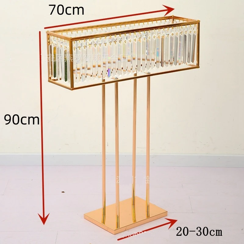 Acrylic Flower Rack for Wedding Center Main Table Decoration Road Lead Electroplated Gold Rectangular Shape Party Event 2Pcs