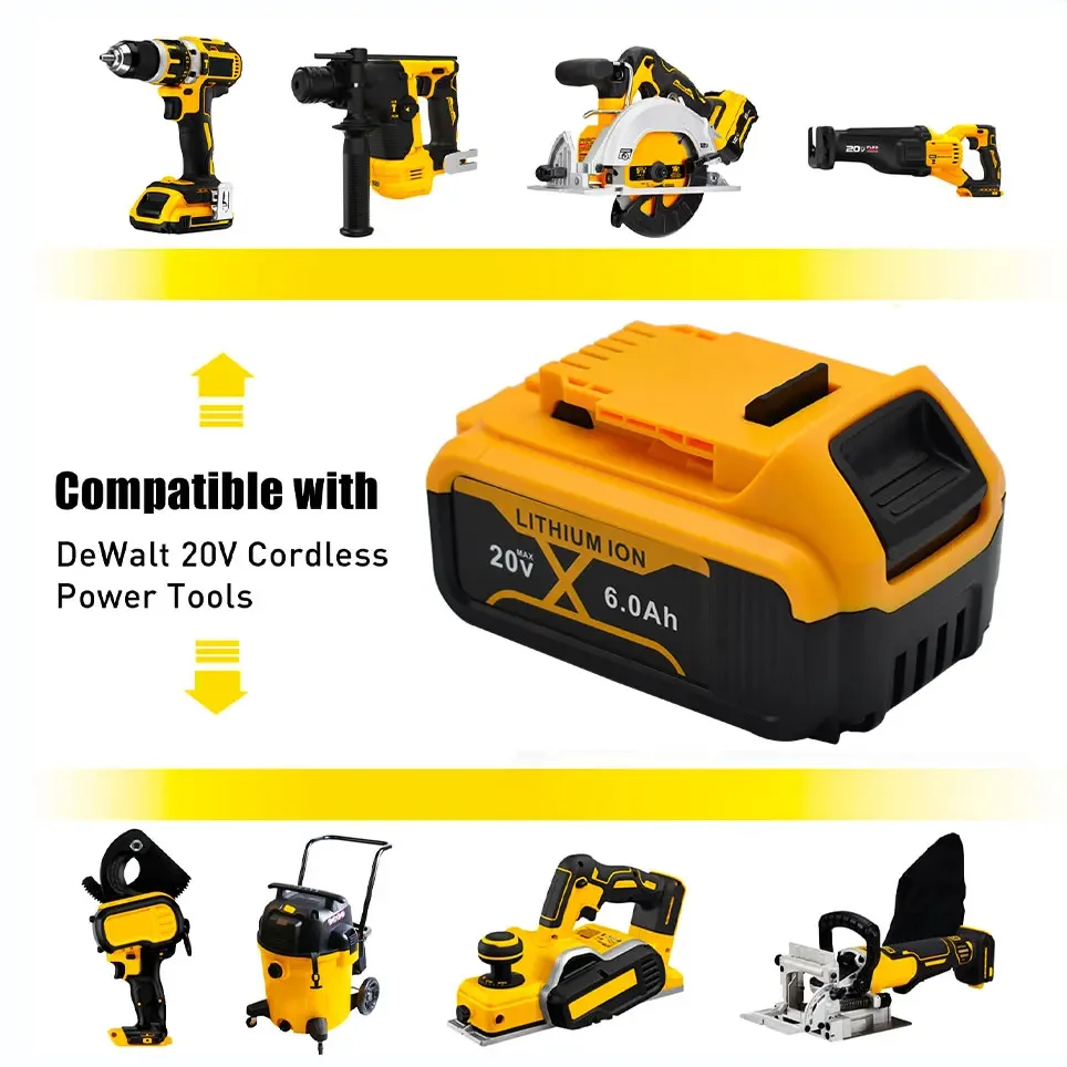 20v 6ah max Lithium batterie Elektro werkzeug Ersatz für Dewalt dcb184 dcb181 dcb182 dcb200 20V Lithium batterie