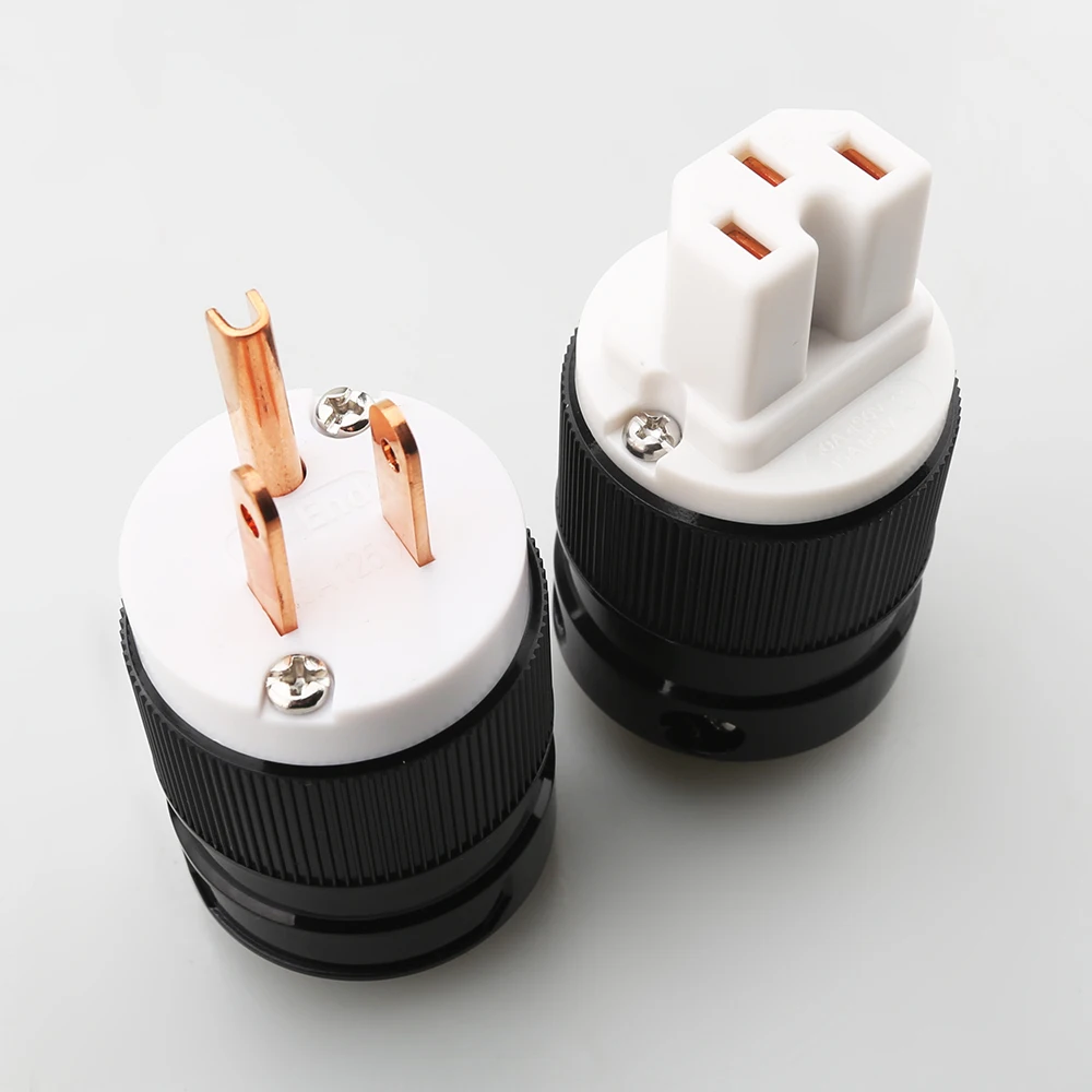 Pair Pure Copper US IEC Power Plug Super Best For DIY HIFI Audiophile Cable