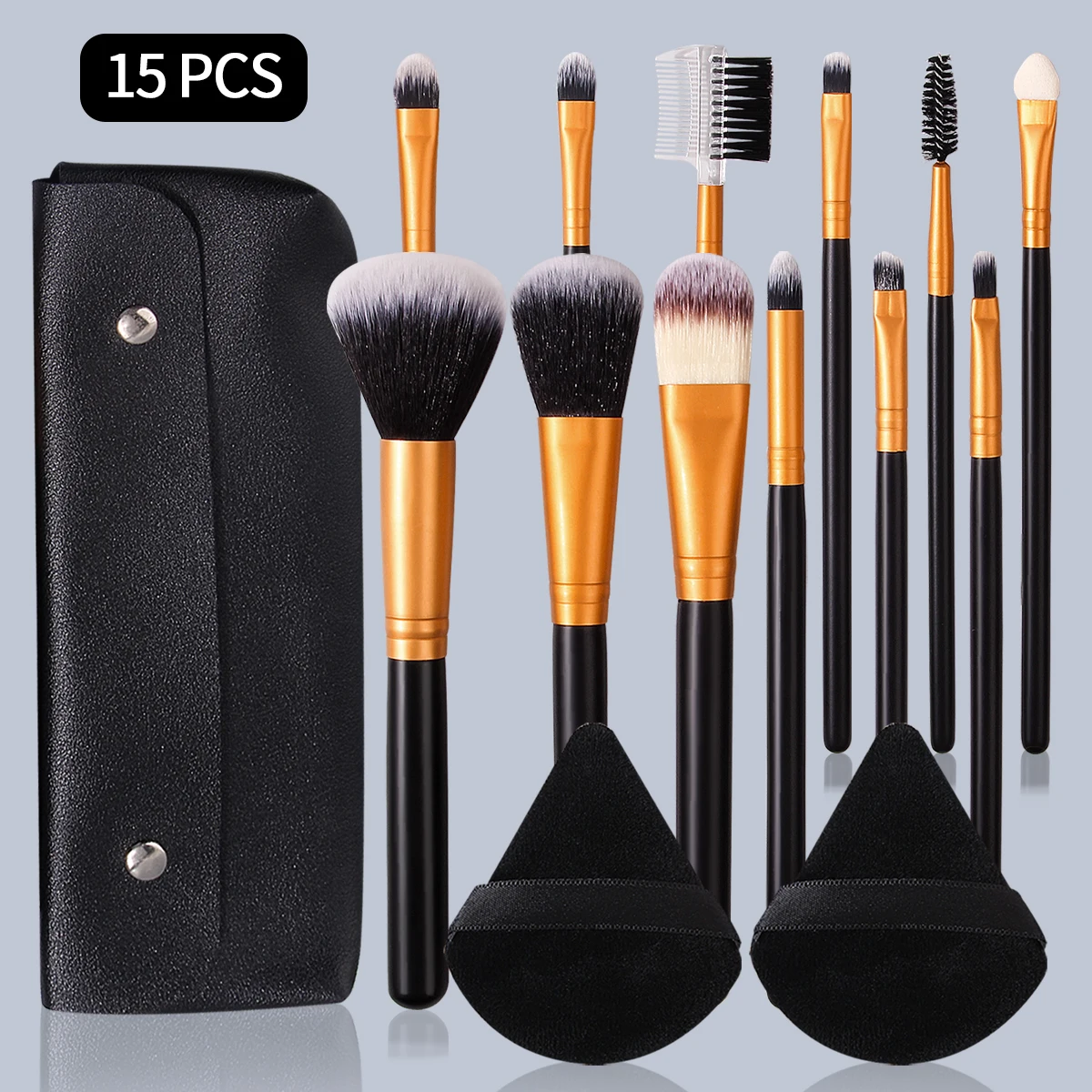 1/5/12/13/15PCS High-End-Multifunktions-Make-up-Pinsel-Set, antihaftbeschichtetes Puder, dreieckiger Puderquaste, einfache Aufbewahrungstasche