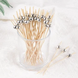 100Pcs 80s Mirror Disco Ball Disposable Bamboo Food Picks Buffet Dessert Fruit Forks for 70s Disco Birthday Wedding Party Decor