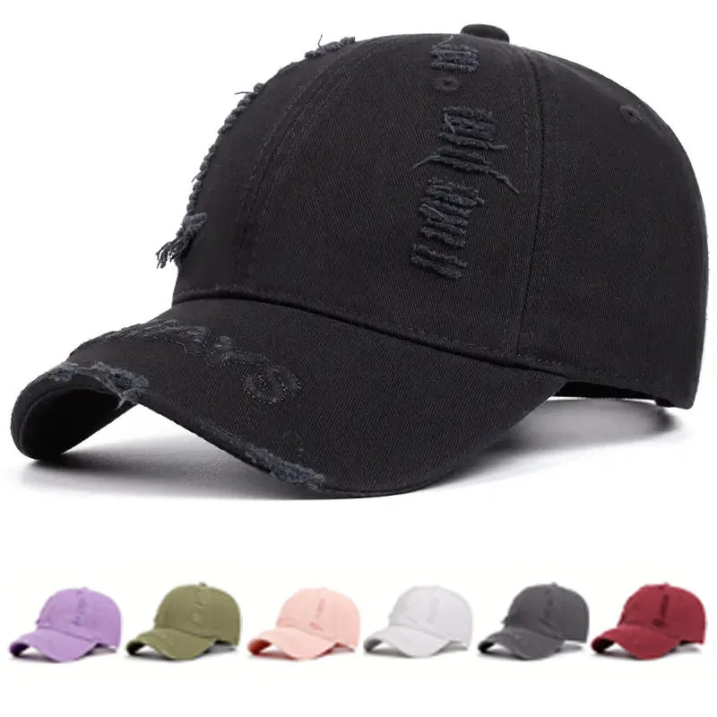 Retro Old Hole Mixed Color Hat Men and Women Fashion Personality Street Travel Soft Top