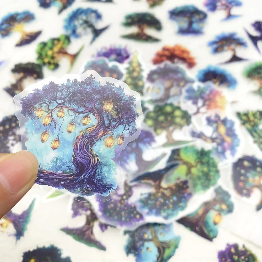 50pcs Magic Tree Transparent PET Stickers Decals For Phone Scrapbook Refrigerator Skateboard Helmet DIY Aesthetic Stickers