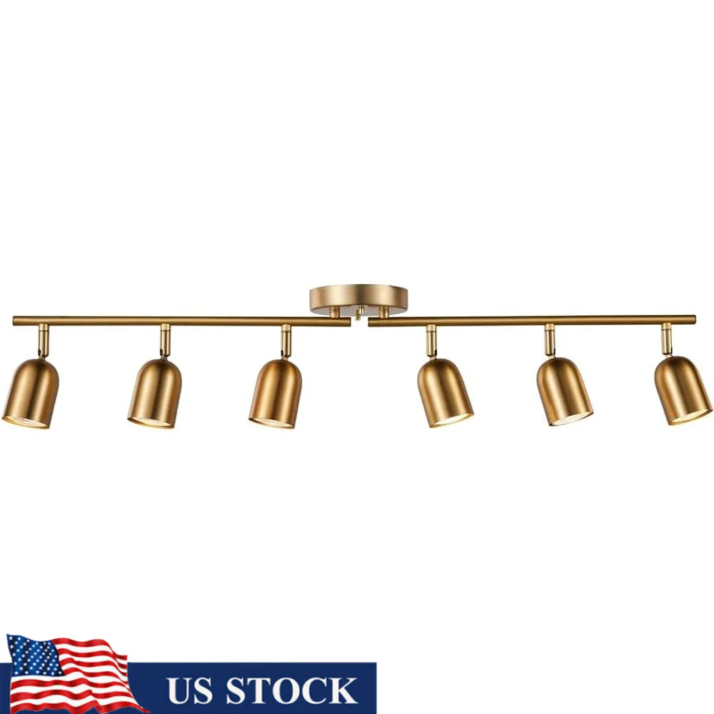 

6-Light Track Lighting Kit Adjustable Ceiling Spotlight Fixtures Dimmable GU10 Compatible Modern Flush Mount Home Kitchen Living