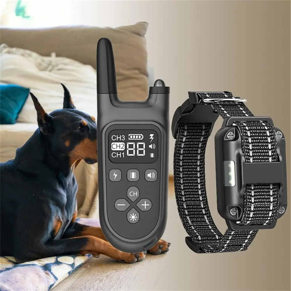 Ultrasonic Dog Trainer Electric Anti Bark Collar with Remote Control for Pet Behavioral Modification and Safe Bark Deterrence