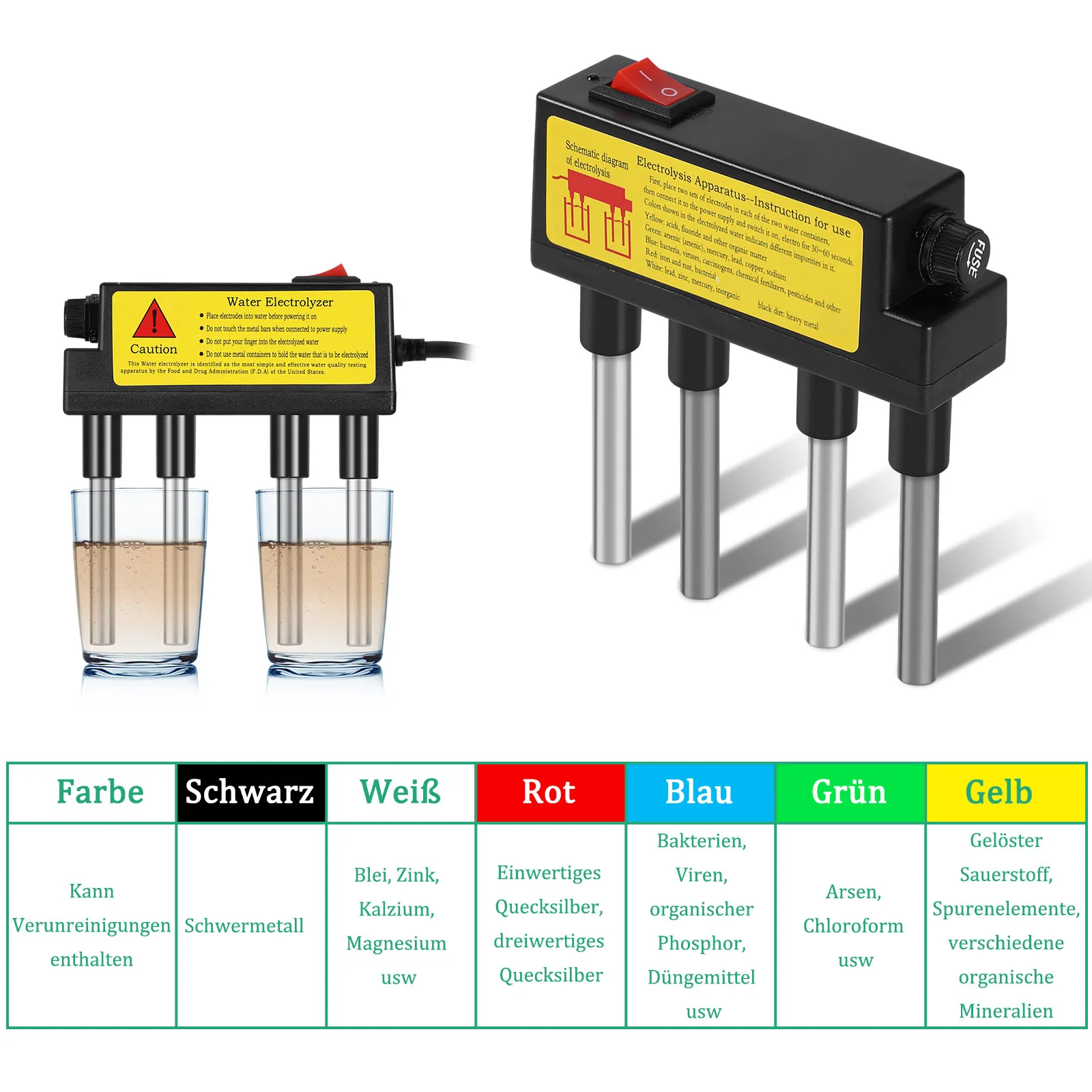 Water Electrolyzer Aluminium Iron Bar Tds Test Pen for Drinking Water and Water Purifier Testing 220v Aquarium Esting Tool